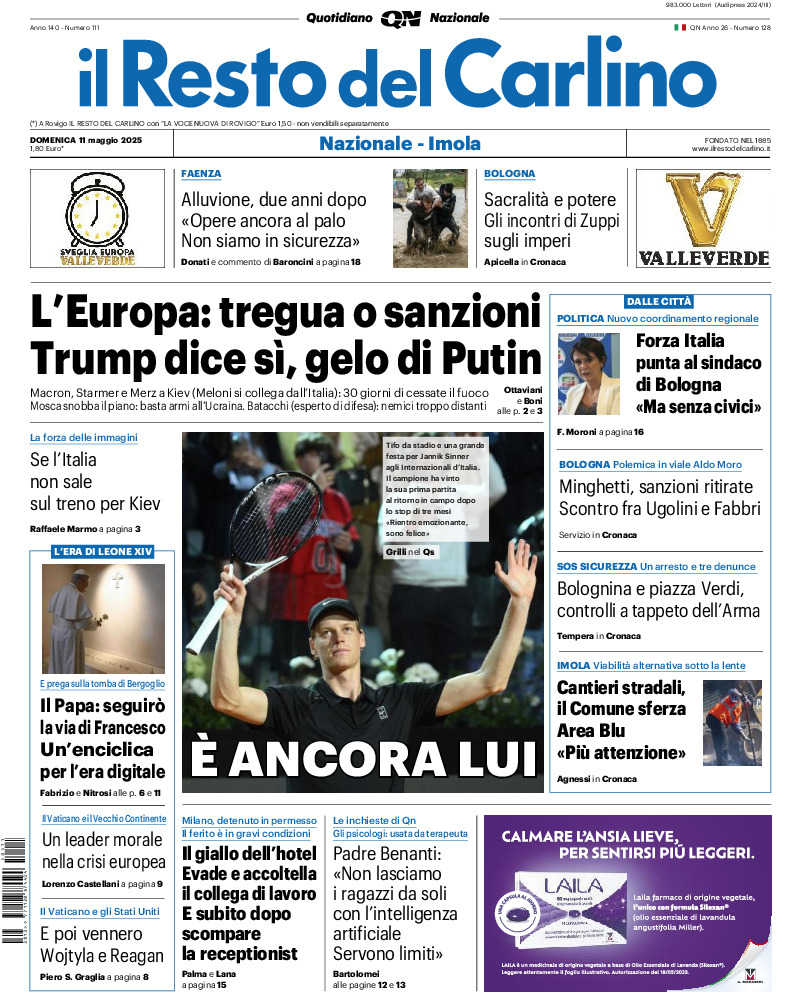 Prima-pagina-il resto del carlino-edizione-di-oggi-20250511